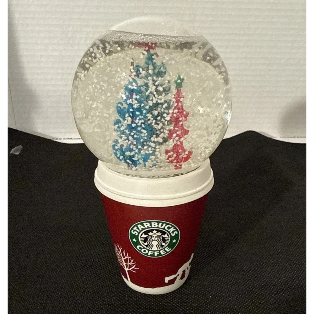 Starbucks 2006 Snow‎ Globe Hot Cup To-Go Coffee Tumbler Christmas Tree Figure